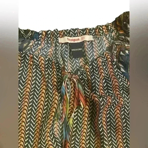 Desigual Lena Tiered Dress Womens Size 44 US Large Multicolor Lined Sheer Ruffle - Picture 5 of 11